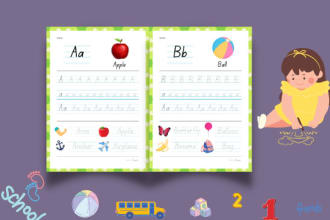 create kindergarten tracing worksheets and coloring book for kdp, etsy