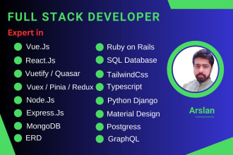 do react, vue, node, python, django, rails full stack development