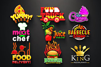 design restaurant, pizza, bbq, food logo, food truck and menu design
