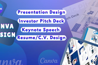 canva powerpoint presentation, investor pitch deck, keynote, canva resume and CV