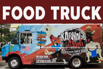 design professional food truck,  trailer wrap, restaurant menu, trailer wrap