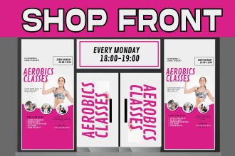 make stunning shop front, storefront window graphics design