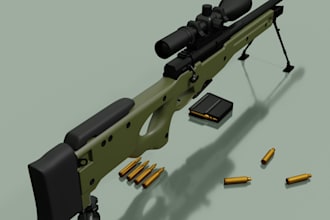 design 3d modeling sniper awm