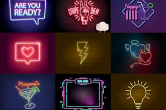 make retro 3d neon music sign, neon logo or text
