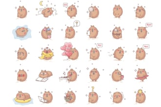 cute kawaii character emoji sticker logo mascot in 24 hour