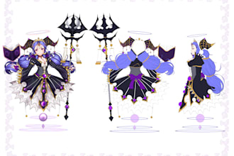 draw anime style characters or vtuber sheet