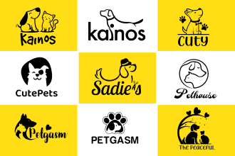 do cute cat dog pet clinic horse animal creative medical logo design