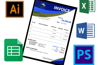 design invoice, delivery note, challan, price list, receipt
