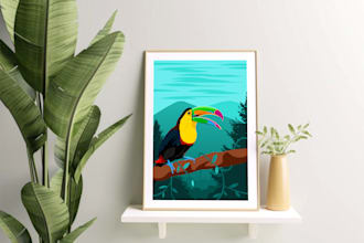 make a forest, jungle and animal illustration for children