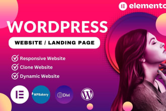 create wordpress websites with elementor, wpbakery, divi