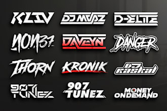 create hip hop, rap, band, dj logo in typography style