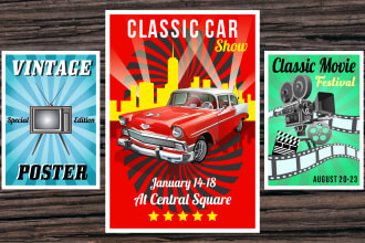create an outstanding retro vintage event poster design