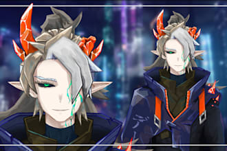 design a custom vtuber model illustration for live2d or pngtuber