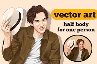 draw a cartoon vector from your photo, for half the body