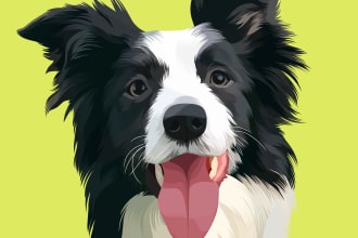 draw this bets custom portrait of your pet using vector art