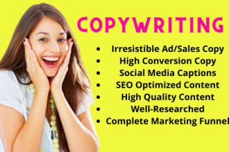 handle your social media page, ad copies, captions and content