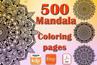 create 500 patterns mandala coloring book pages for amazon KDP