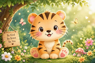 draw cute watercolor illustrations for children room