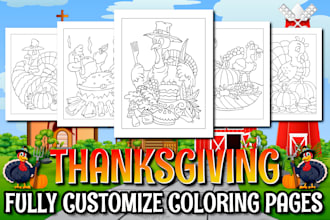 send you 120 thanksgiving coloring pages for kids amazon KDP