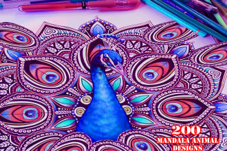 give 200 mandala animal premium line art coloring pages book