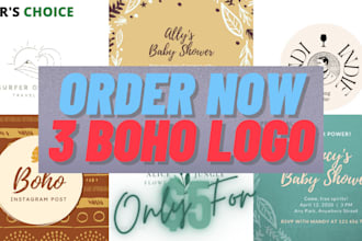 design any type of boho logo for your business