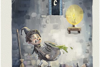 create beautiful watercolor children book illustration