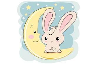 draw colorful kids book,custom illustration or vector trace