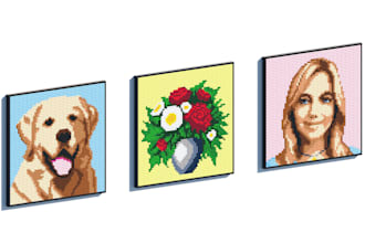 make mosaic and pixel art wall portrait using lego bricks