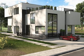 create 3d exterior architectural rendering
