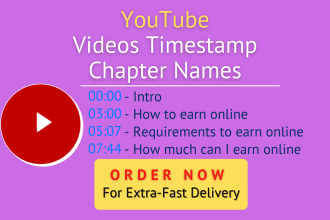 create timestamp and keyword based SEO friendly chapter names for youtube videos