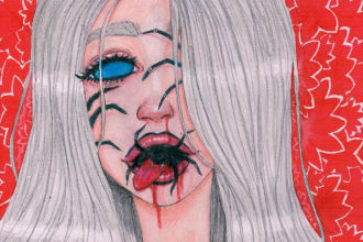 draw cute and scary art made in watercolors
