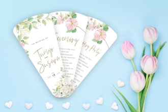 design custom hand fans, wedding petal fans