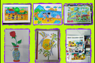 draw cartoon artwork for your childs education and your childs assignments