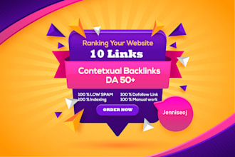 10 da50plus backlink dofollow permanent homepage seo links