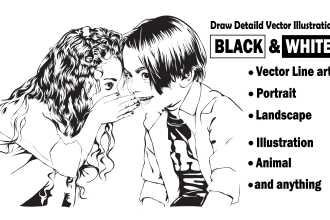convert your image photo into a stencil, line art, black and white vector