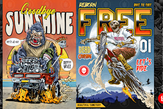 do custom design  hot rod or motorcycle in cartoon for tshirt or brand