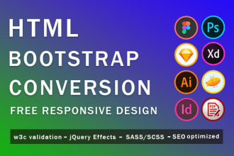 convert PSD to html css bootstrap website