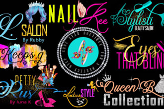 boutique,eyelashes, beautysalon,nails,hair extension,lips logo