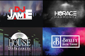 dj rap band edm music producer custom or record label logo