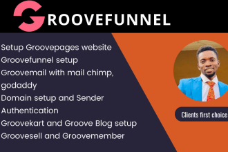 design a groovefunnel, systemeio and godaddy website, lightfunnel