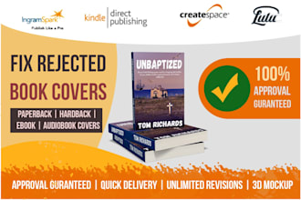 fix, format, modify, resize book cover for amazon KDP ingramspark lulu