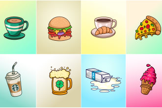 design cute doodle illustration, cartoon icon in my style