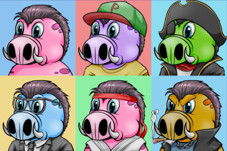draw your character, mascot, outfit or accessories for nft