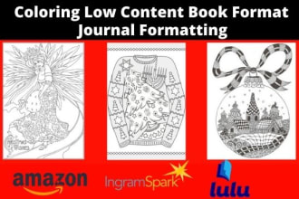 coloring low content book formatting journal, planner book formatting