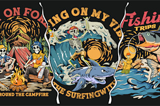 create unique custom vintage illustration for t shirt design