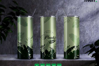 awesome typography skinny tumbler design, 20,30 oz 3d mockup