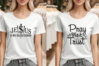 do custom typography christian t shirt design within 6 hours