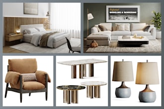 do furniture 3d modeling and 3d rendering