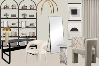 create an interior design mood board with shopping list