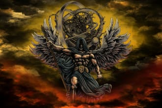 make detailed dark art for t shirt, album or book cover, etc